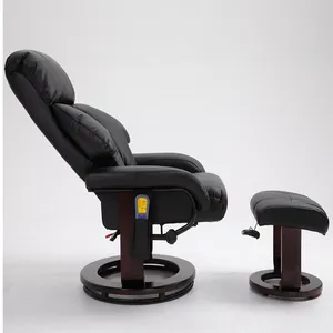 Sillón reclinable negro Pu sillas de sala de estar ocio Manual Push Back silla reclinable de cuero 360 grados Rv silla reclinable giratoria