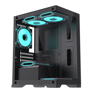 Lovinglcool PC Trường Hợp Giữa Tháp Matx Chơi Game Trường Hợp Máy Tính Với Cao Lưu Lượng Đục Lỗ Tempered Glass Mặt Trước/Side Bảng Điều Chỉnh Gamer Trường Hợp - Product Image 1