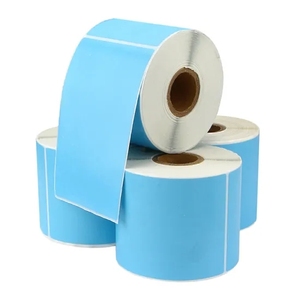 Etiqueta adhesiva recubierta de <span class=keywords><strong>papel</strong></span> semibrillante de tamaño 57x32x76x38 de color personalizado, etiqueta adhesiva de color de <span class=keywords><strong>transferencia</strong></span> térmica, etiqueta de envío - Product Image 3