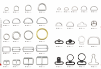 Andibro Set de 15 boucles métalliques, fermoirs pivotants, anneaux en D, anneaux triangulaires coulissants, accessoires de couture pour colliers de chien, sangles, sacs à main et pochettes