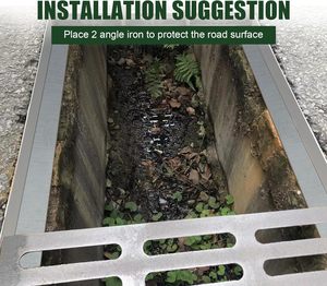 Grille de drainage en fonte ductile robuste pour extérieur, pour parkings, fossés d'égout et sols en béton pour systèmes de drainage des eaux usées - Product Image 5