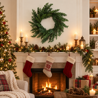 Künstlicher immergrüner Kranz mit realistischen Zedernblättern für Weihnachten, Haustür, Villa, Wand, Fenster, Feiertagsdekoration, individuelle Größe, ab Werk