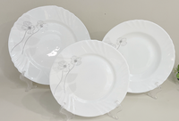 Set Perlengkapan Makan Kaca Opal Tahan Panas LBXHP 18 PCS, Set Peralatan Makan Kaca Opal Putih Susu Tahan Panas, Piring Kaca Opal