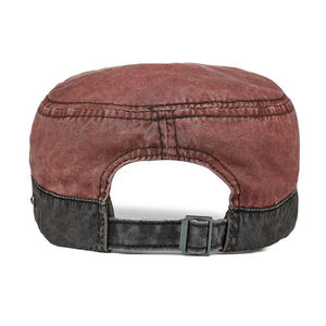 หมวกแก๊ปทรงแบนสีเขียวมะกอกสไตล์วินเทจคุณภาพสูง ผ้าฝ้ายฟอกแบบดิสเทรส สำหรับผู้ชาย - Product Image 4