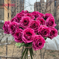 Rose artificielle rose vif DC199 au toucher réaliste pour la décoration de mariage et de la maison