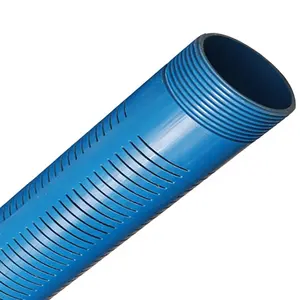 Tubería de plástico ranurada para pozo de agua, tubería ranurada de pvc de gran diámetro, color blanco y azul, de fábrica