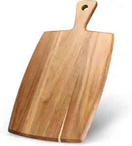 Customized Square Round Wooden Pizza Board With Handle Wooden Chopping Block