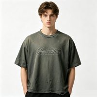 T-shirt personnalisé Kornit DTG avec broderie de texte, effet vintage, service OEM, coton premium, vêtements décontractés pour hommes