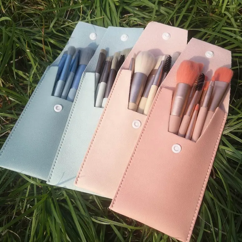 8Pcs Biểu Tượng Tùy Chỉnh Màu Hồng Mini Mỹ Phẩm Bàn Chải Du Lịch Kích Thước Make Up Bàn Chải Chất Lượng Cao Tổng Hợp Nylon Tóc Trang Điểm Bàn Chải Với Túi