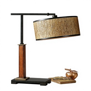 Modern Wooden <b>Adjustable</b> AC Powered LED Touch Control Eye Caring <b>Table</b> Lamp with Fabric Drum Shade for Bedroom - Product Image 1