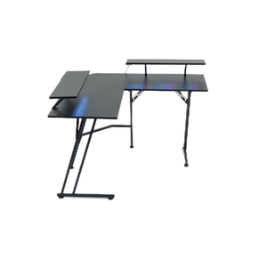 Escritorio <span class=keywords><strong>de</strong></span> juegos LED RGB ergonómico grande <span class=keywords><strong>en</strong></span> <span class=keywords><strong>forma</strong></span> <span class=keywords><strong>de</strong></span> <span class=keywords><strong>L</strong></span> para jugadores <span class=keywords><strong>de</strong></span> 2 personas con estante <span class=keywords><strong>de</strong></span> doble monitor Características del portavasos - Product Image 6