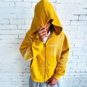Custom Distress Black Waffle Texture Knit Vintage Wash Sun Faded Hoodie <b>Jackets</b> <b>Pullover</b> Zip up Waffle Hoodies for <b>Men</b> - Product Image 2