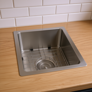 Lavello da Cucina Monoblocco in Acciaio Inox 13x15x9 da Incasso, Finitura Spazzolata, Facile da Pulire, Stile Rustico - Product Image 2