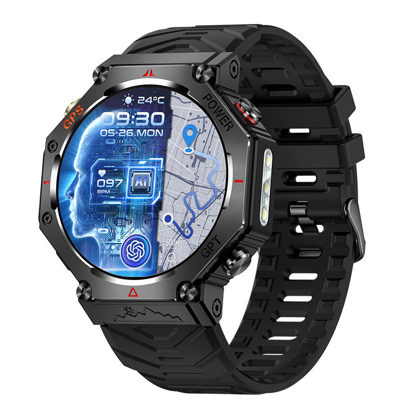 2026 KC91 AI Smartwatches with Flashlight 1.39inch Screen BT Call 30M Waterproof Ghatgpt Sports GPS Relojes Smart Watch for Men