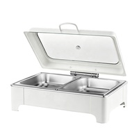 Réchaud électrique carré de luxe en acier inoxydable 9L blanc, ensemble de buffet pour restaurant et traiteur