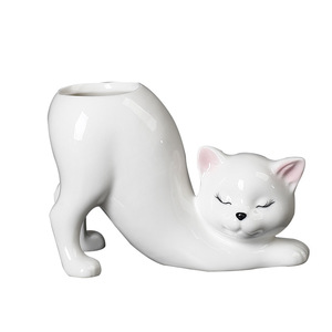 Vaso per Piante Grasse in Ceramica a Forma di Coda di Gatto HY Creative, Vaso Creativo a Forma di Coda di Scimmia per Cactus e Piante Succulente, Stile Cartone Animato, per Esportazione - Product Image 6