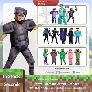Costume MINECRAFT Diamond Armor Prestige Per Bambino, Taglia Media 7-8 Anni, Morbido 3D