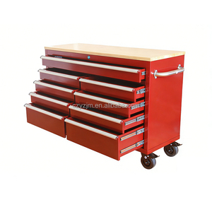 Vente en gros OEM, coffre à outils en acier inoxydable robuste de 52 pouces à 9 tiroirs sur roues, établi de rangement pour outils, capacité de 800 kg - Product Image 6