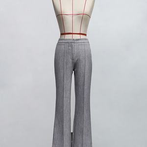 Pantalon décontracté pour femme, taille haute élastique, anti-plis, jambe large, longueur cheville, couleur unie, tendance, vente en gros, personnalisé OEM/ODM - Product Image 2