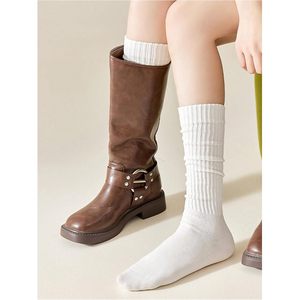 Women's Ribbed Knee High Socks Cotton Bamboo Fiber Sweat Absorbent Daily Wear Long <b>Leg</b> <b>Warmers</b> - Product Image 5