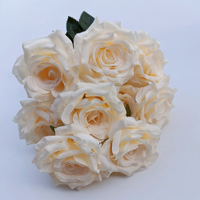 PT-R026 9 Tangkai Bunga Artificial Real Touch Bunga Mawar Buket Bunga Pernikahan Pesta Taman Supplier