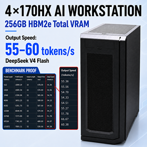 Station de travail tour 4 GPU CMP 170HX 64 Go, 7K62 256 Go DDR4, SSD NVMe 1 To, alimentation 2000 W, serveur de calcul IA - Product Image 1