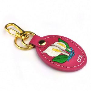 Personalized Laser Engraving Logo <b>Custom</b> Embroidered Keychain Faux PU Leather <b>Key</b> Chains Holder <b>Ring</b> <b>Custom</b> Car Keychain - Product Image 2