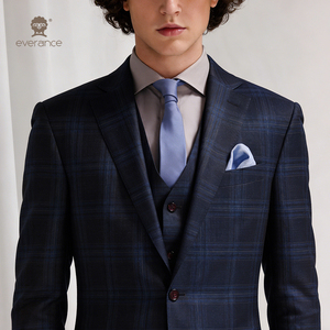 Traje de Hombre de Alta Gama, Tres Piezas, Corte Entallado, Estilo Casual de Negocios, Traje de Novio Juvenil, Diseño a Cuadros - Product Image 5