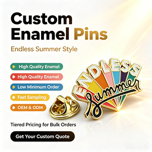 Épinglette personnalisée en émail, lettres colorées, plaqué or, thème estival, certifiée ISO, conception gratuite, faible MOQ, cadeau souvenir, OEM ODM - Product Image 1
