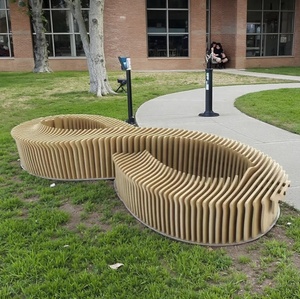 Custom parametrico legno massello Multi-persona panchina curva moderna Design artistico per il centro commerciale all'aperto Plaza palestra Area di attesa