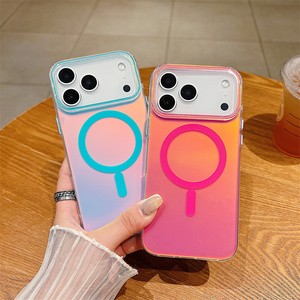 Funda Magnética para Teléfono con Degradado Láser Arcoíris para iPhone 17 16 15 14 Pro Max, Carcasa Trasera Transparente a Prueba de Golpes con Diseño IMD Colorido - Product Image 5