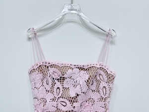 Robe sexy à bretelles en dentelle soluble dans l'eau, rose fleur de cerisier, coupe sirène taille haute, sans col, ajustée, vente en gros d'usine pour l'été - Product Image 6