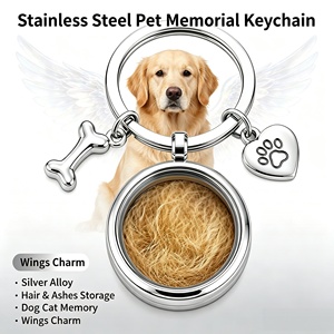 Roestvrijstalen urn-sleutelhanger voor huisdieren, rond medaillon, geschikt voor honden- en kattenas, haar, botten en pootjes. - Product Image 1