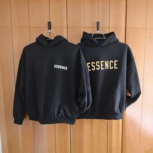 Solid Color Logo Flocked Wool/Viscose Fleece Half Zip Quick Dry Hoodie Light Oatmeal - Product Image 2