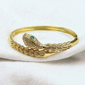 18K Plated Snake <b>Bangles</b> Punk Bracelet Zirconia <b>Bangles</b> - Product Image 2
