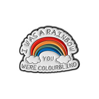 Wish New Personality Cute Rainbow Series Broche grabado de metal Dibujos animados creativos Humorístico Satirical Citas en inglés