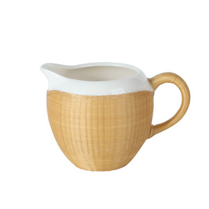 Bamboo Woven Porcelain Tea Set With Fairness Cup And Two <b>Teacups</b> Traditional Chinese Style Eco Friendly Gift For Tea Ceremony - Product Image 5