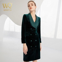 Robes de Noël en velours vert pour femmes, manches longues, maxi et midi, directement de l'usine