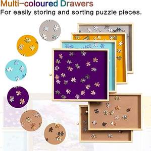 Puzzle di legno Puzzle mobili da tavolo con quattro cassetti per bambini di smistamento artigianato legno scatole di legno cartelli da parete - Product Image 3