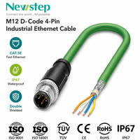 Cable Ethernet Industrial M12 D-Code de 4 Pines Macho a Extremo Abierto, CAT5E SFTP Blindado IP67 Impermeable, Cable Profinet