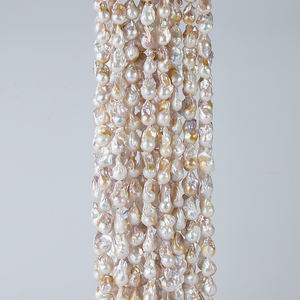 סיטונאי זהב פנינים מעוטרים של מים מתוקים פנינים 13-17 מ "מ לבן עם זהב בארוקה מים פנינה - Product Image 2