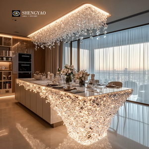 <span class=keywords><strong>Comptoir</strong></span> de réception en résine LED cristalline de luxe populaire, brillant, hôtel, centre commercial, appartement, maison, îlot commercial, bar - Product Image 5