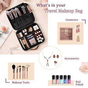 Multifunctional Travel <b>Makeup</b> Storage Bag Portable Handheld Cosmetic Bag with Zipper Pocket Toiletry Jewelry Organizer Bags - Product Image 2