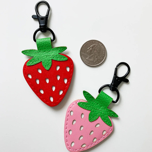 QY <b>Cute</b> Strawberry Coin <b>Purse</b> Keychain PU Leather Fruit Bag Charm Mini Wallet Gift Accessories for Women Girls - Product Image 3