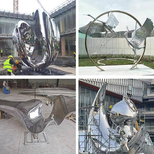 Escultura Metálica Abstracta de Acero Inoxidable con Tallado Calado, Estilo Moderno, para Jardín, Paisaje, Parque, Plaza, Exterior - Product Image 3