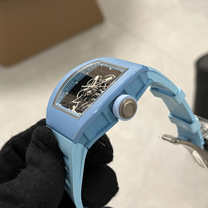 Reloj mecánico azul esqueleto deportivo de ocio de gama alta personalizado para hombres, banda de goma de 20mm, esfera de cristal, pantalla de puntero de ventana - Product Image 2