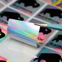 Autocollants holographiques irisés laser personnalisés, décalcomanies arc-en-ciel scintillantes