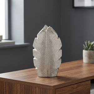Vase en laiton classique en forme de plume dorée, hauteur 29 cm, décoration de table faite à la main, style bohème - Product Image 6