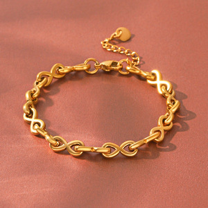 Pulsera de Cadena Infinita Geométrica Minimalista al por Mayor, de Acero Inoxidable Pulido, Antidesvanecimiento, Accesorios de Uso Diario para Damas - Product Image 4