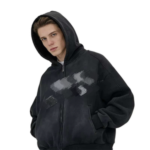 Sweat à capuche surdimensionné vintage personnalisé pour homme, 100 % coton épais, avec fermeture éclair, style streetwear, imprimé numérique, coupe courte, pour l'automne - Product Image 6